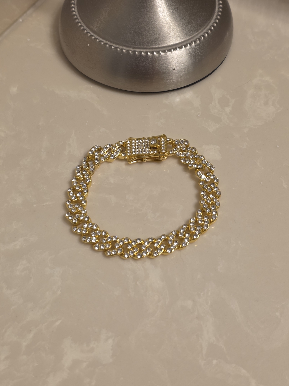 Women's Gold Plated CZ Cuban Link Chain Bracelet
